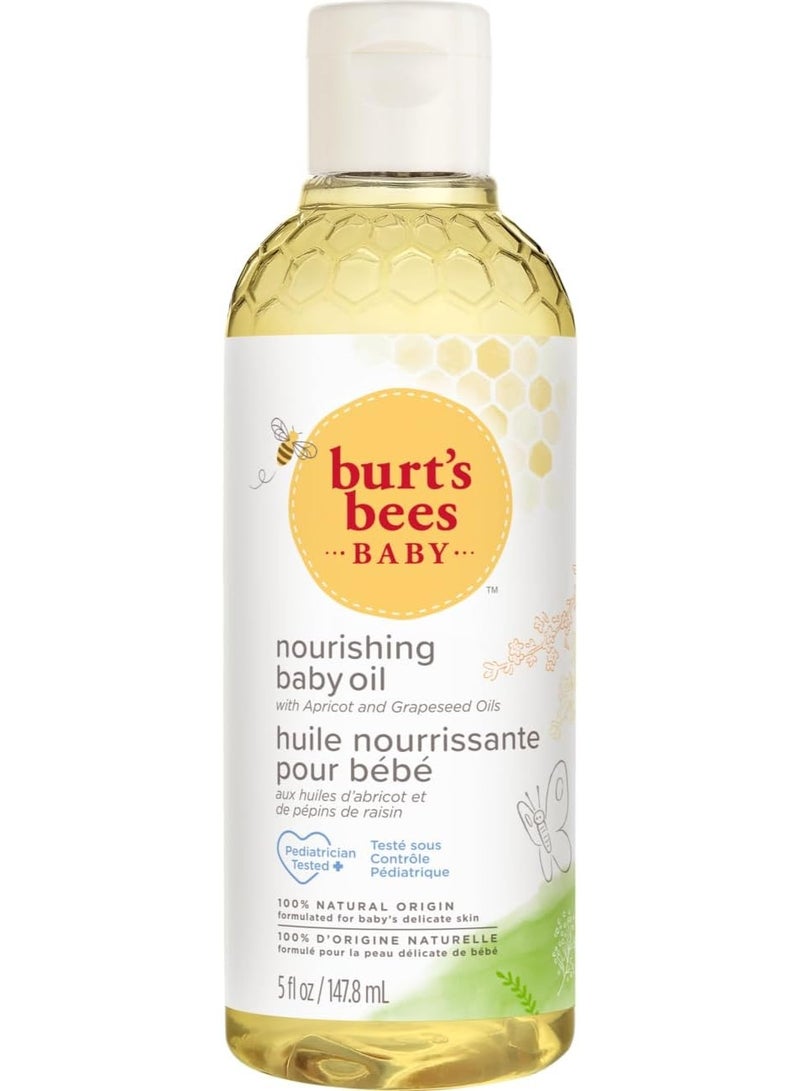 Burt's Bees Baby Oil, Nourishing Baby Moisturiser With Apricot Oil, Paediatrician-Tested, 147.8 ml - Image 1